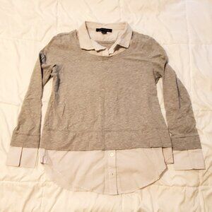 Tommy Hilfiger Ladies Mock Grey Long Sleeve Collared Sweater Shirt - S